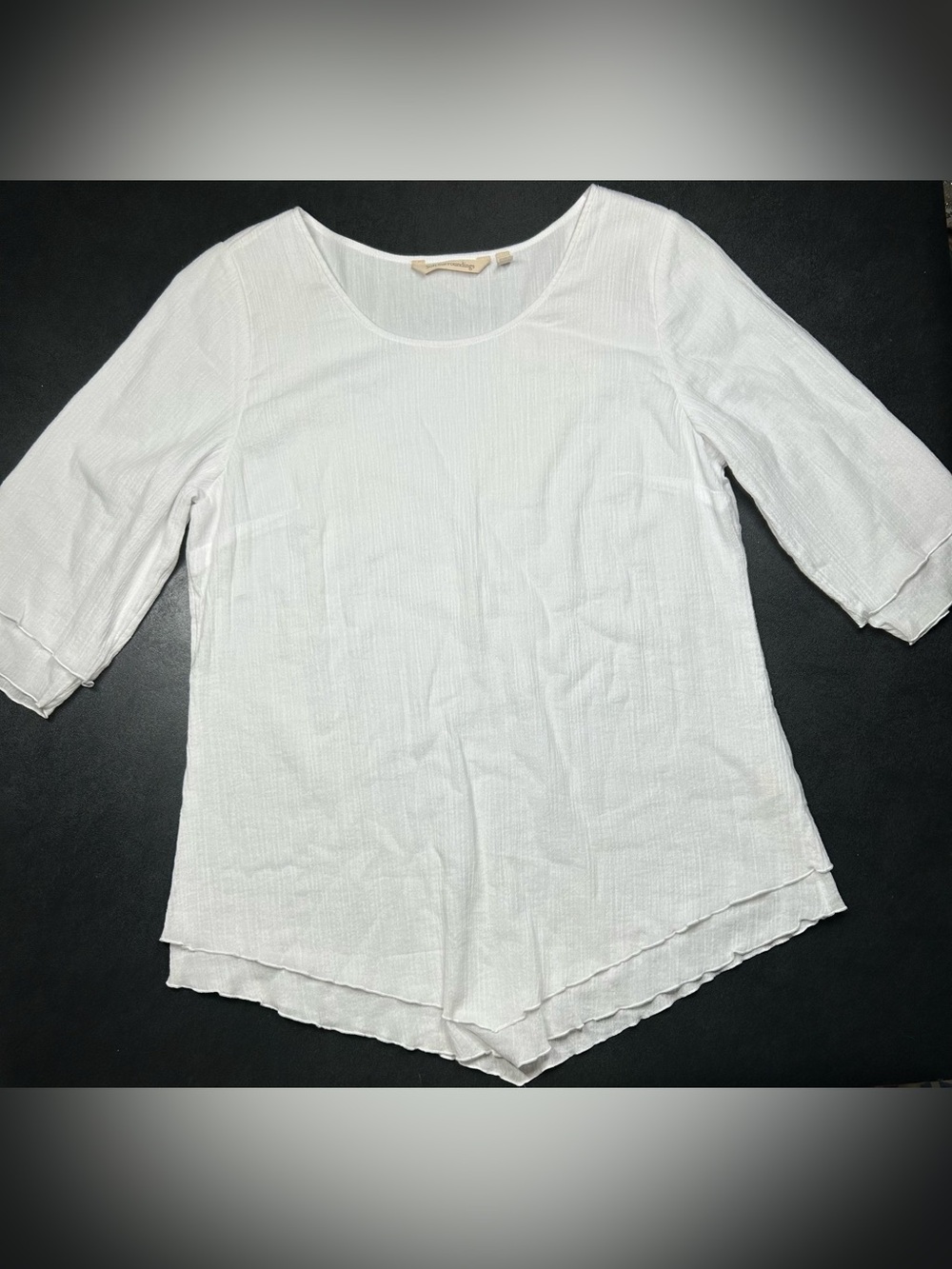 Soft Surroundings Size XS White 100% Cotton 3/4 Sleeve Siesta Key Layered Tunic